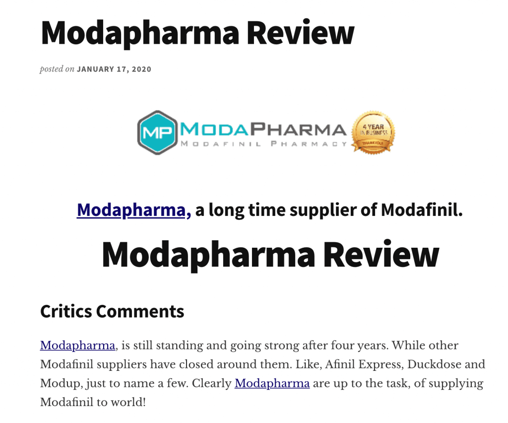 Review of ModaPharma