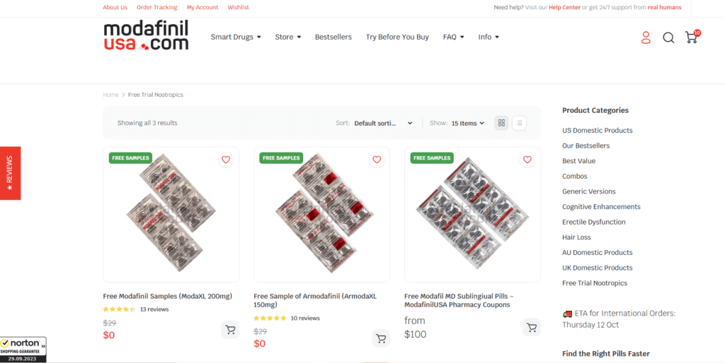 Free Samples at ModafinilUSA