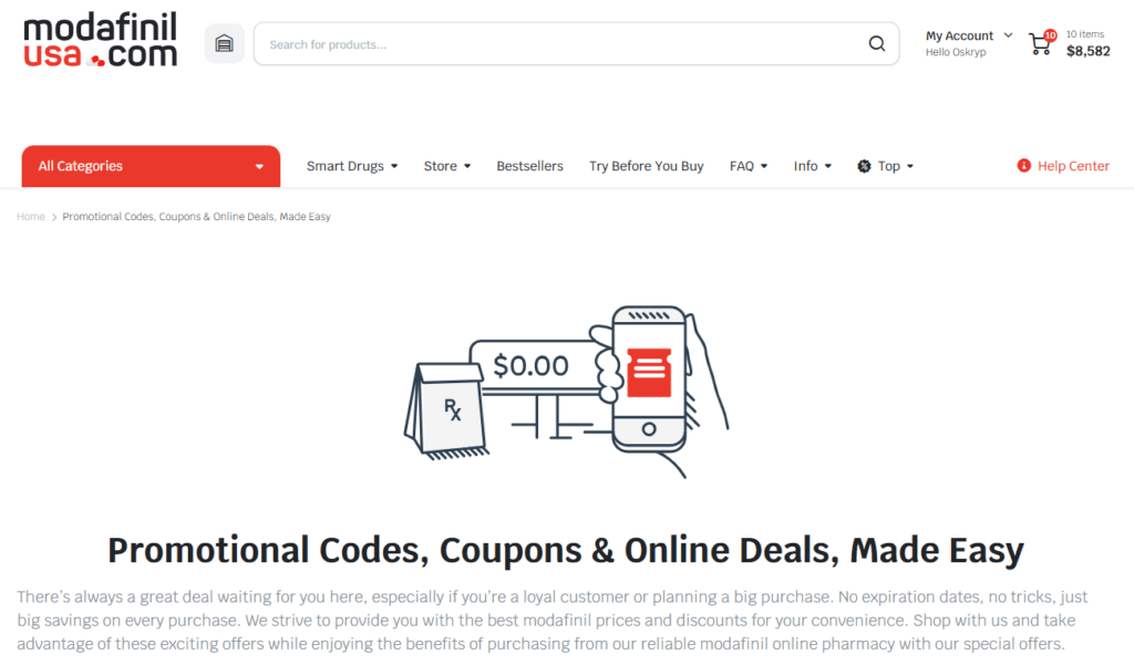 ModafinilUSA Coupons and Deals